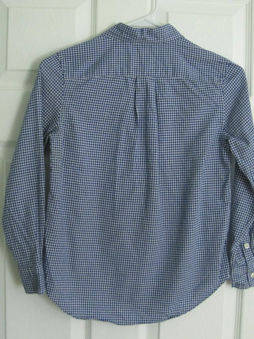 Ralph Lauren Boys Blue White Plaid Oxford Button Down Cotton Dress Shirt Sz S/8